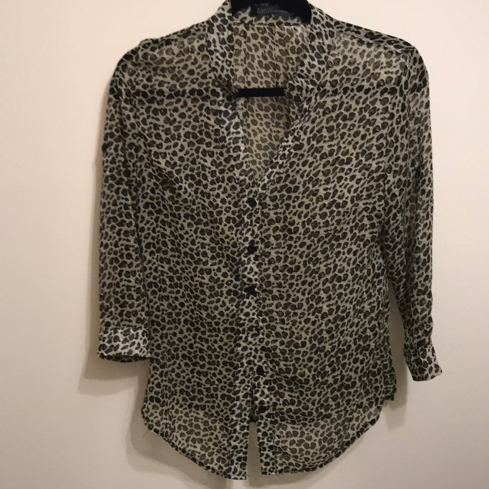 Leopard print sheer tunic